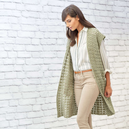 Red Heart Sage Stitch Long Cardigan Crochet Cardigan made in Red Heart Hygge Charm Yarn