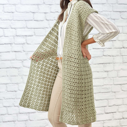 Red Heart Sage Stitch Long Cardigan Crochet Cardigan made in Red Heart Hygge Charm Yarn