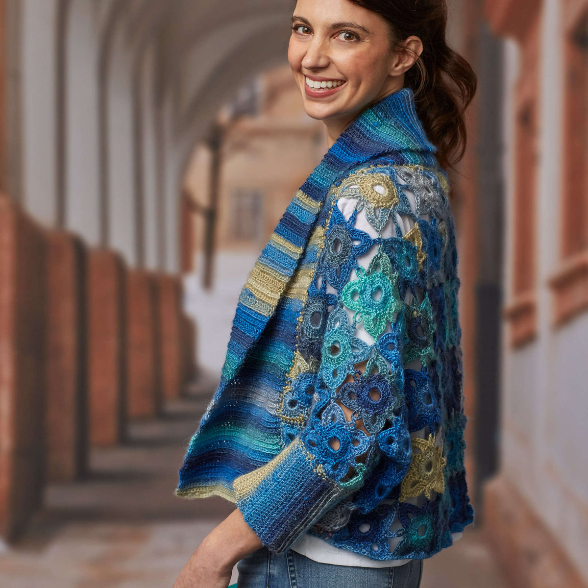 Crochet Cardigan made in Red Heart Boutique Yarn