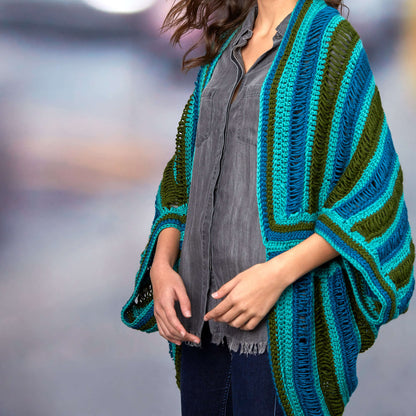 Red Heart Crochet Dropstitch Cocoon Sweater Crochet Sweater made in Red Heart Soft Yarn