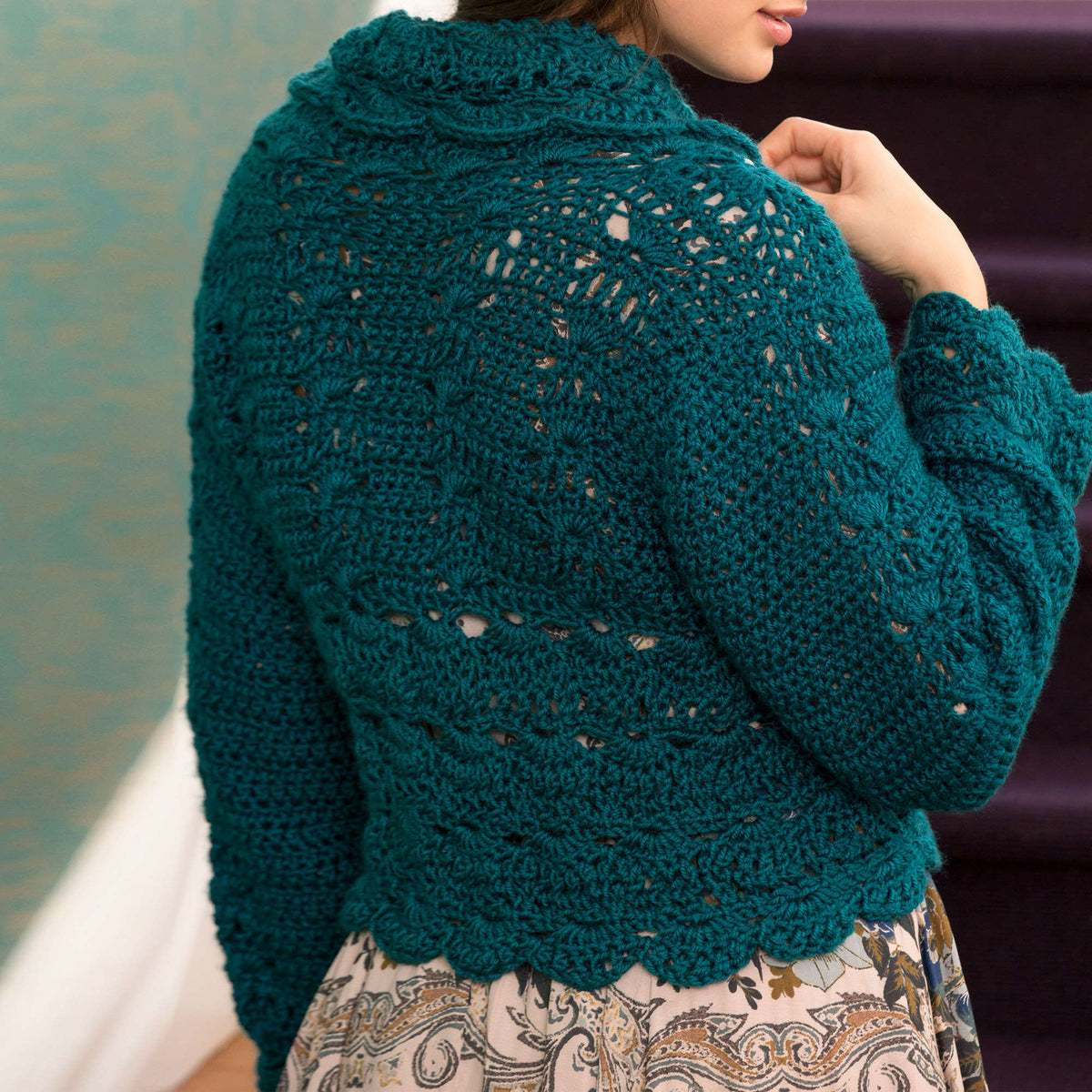 Crochet Cardigan made in Red Heart Soft Yarn