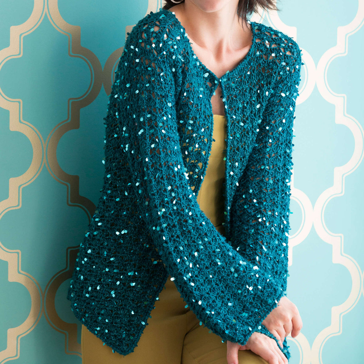 Crochet Cardigan made in Red Heart Boutique Yarn