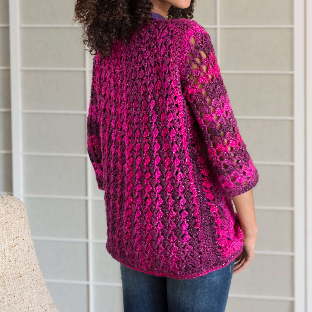Crochet Cardigan made in Red Heart Boutique Yarn