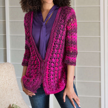 Red Heart Lacy Crochet Cardigan Crochet Cardigan made in Red Heart Boutique Yarn