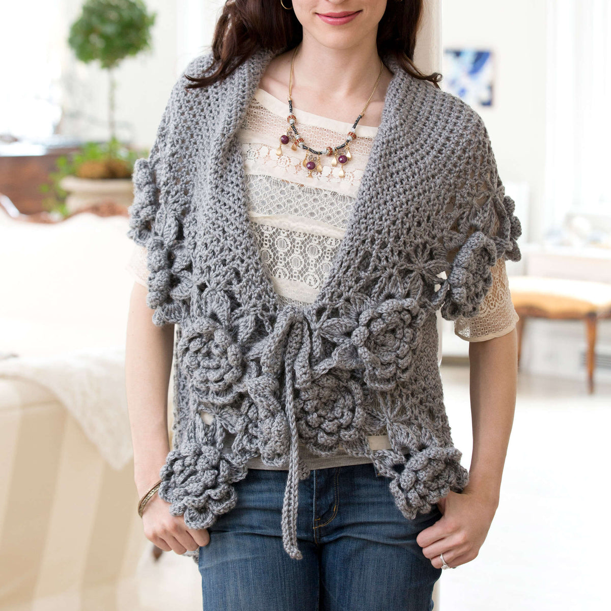 Crochet Cardigan made in Red Heart Soft Yarn