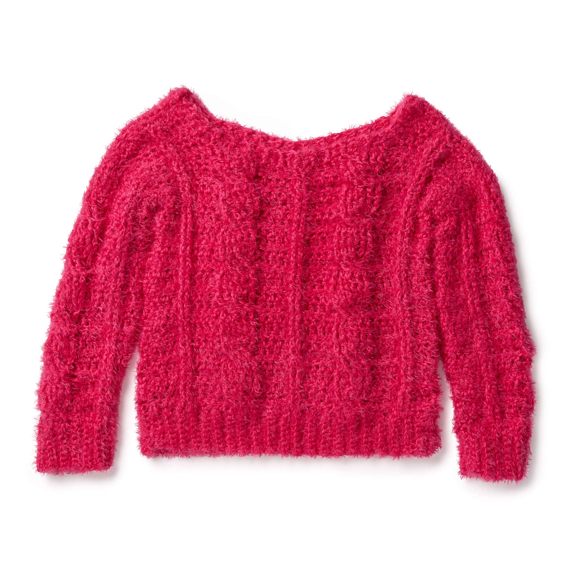 Free Red Heart Sweater Weather Cabled Crochet Pullover Pattern