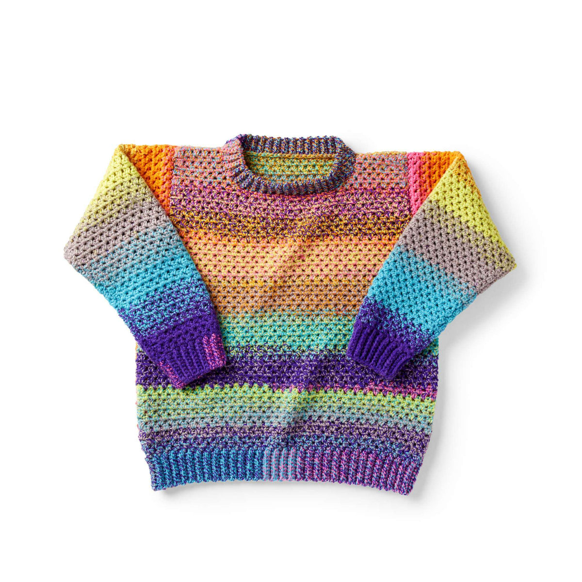 Crochet Sweater made in Red Heart Roll With It Tweed yarn