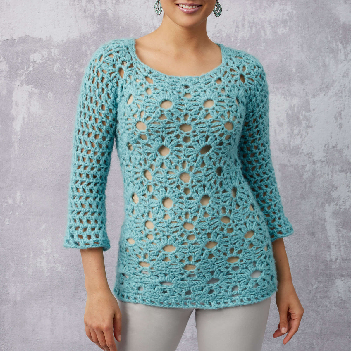 Crochet Tunic made in Red Heart Dreamy Yarn