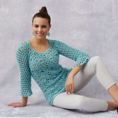 Red Heart Crochet Lacy Detail Tunic Crochet Tunic made in Red Heart Dreamy Yarn