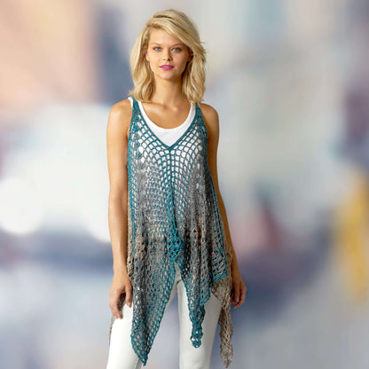 Red Heart Crochet Lunar Tunic Crochet Tunic made in Red Heart It's a Wrap Rainbow Yarn