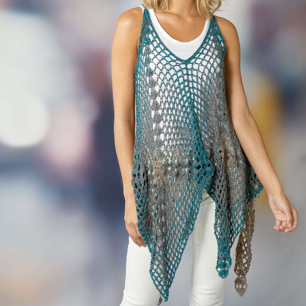 Crochet Tunic made in Red Heart It's a Wrap Rainbow Yarn