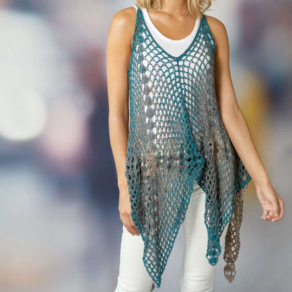 Red Heart Crochet Lunar Tunic Crochet Tunic made in Red Heart It's a Wrap Rainbow Yarn