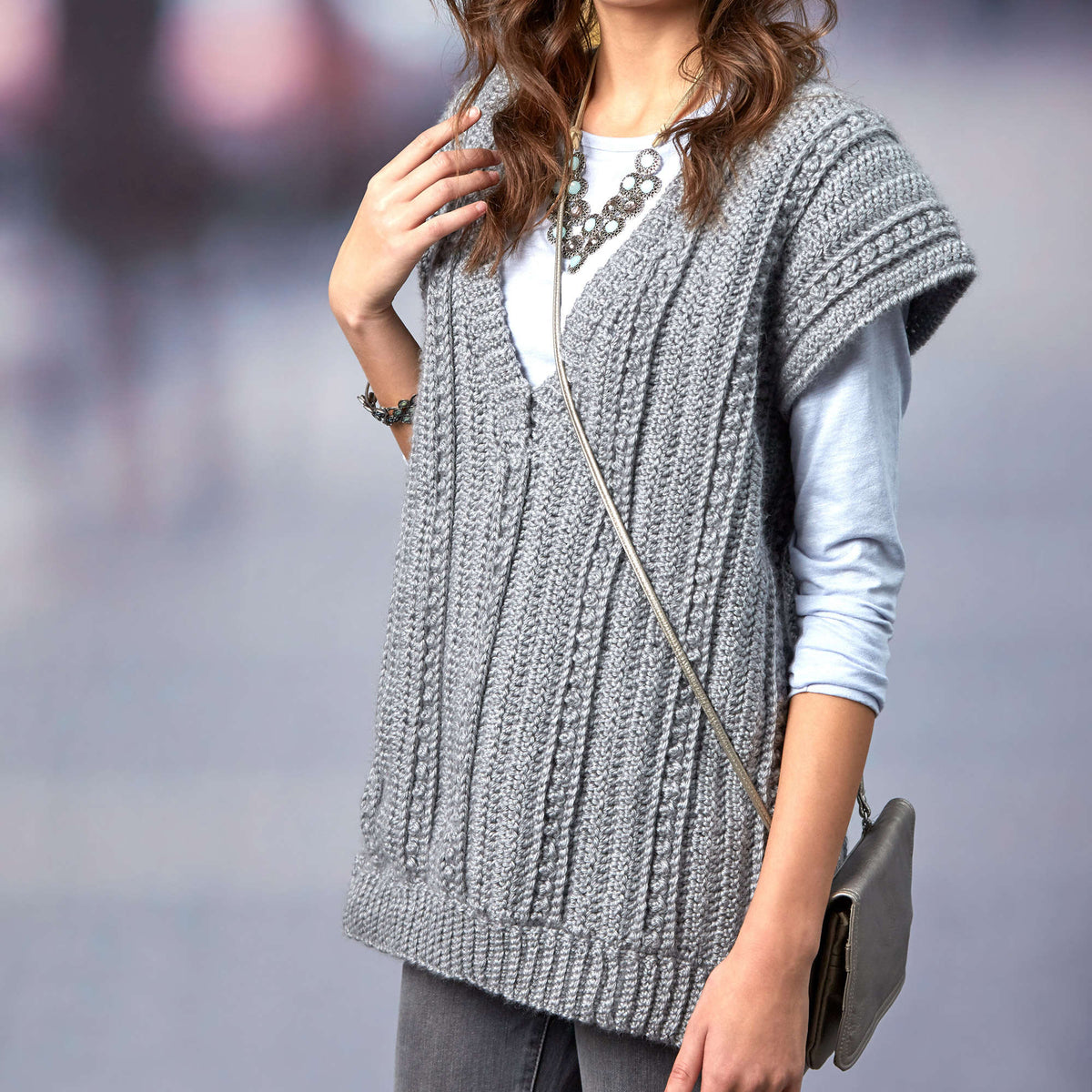 Crochet Vest made in Red Heart Soft Yarn