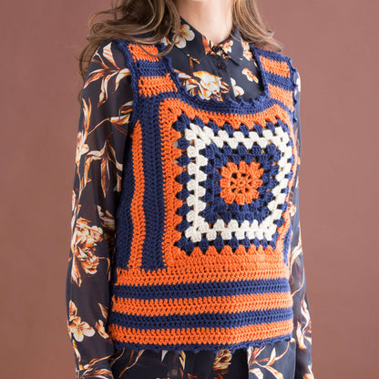 Red Heart Crochet Single Square Granny Vest Crochet Vest made in Red Heart Soft Yarn