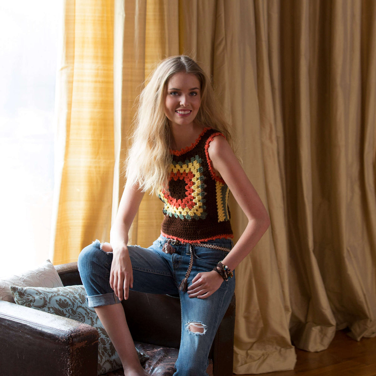 Crochet Vest made in Red Heart Super Saver yarn