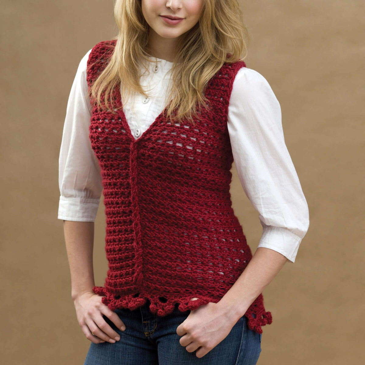 Crochet Vest made in Red Heart Soft Yarn