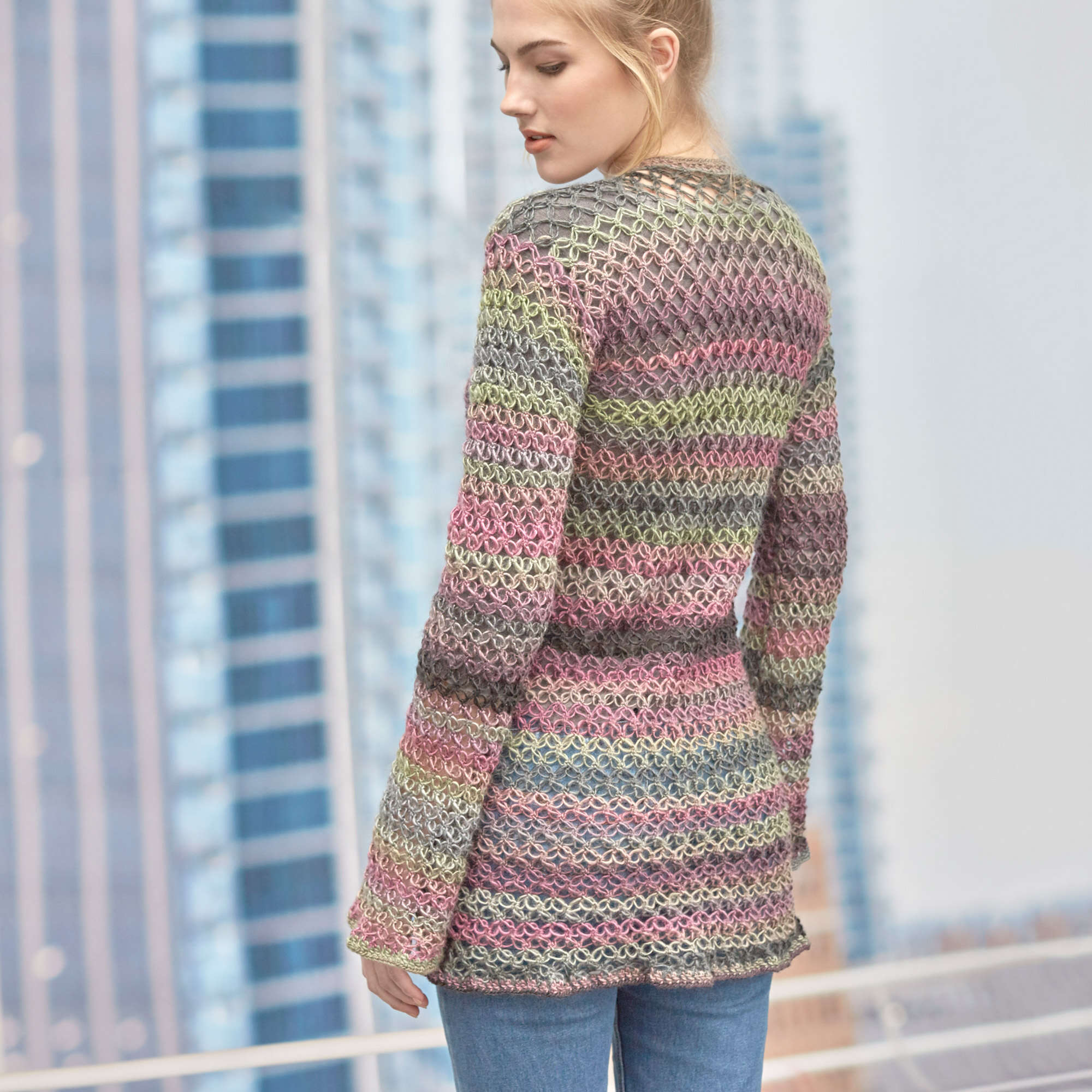 Free Red Heart Tie-Front Lover's Knot Jacket Crochet Pattern