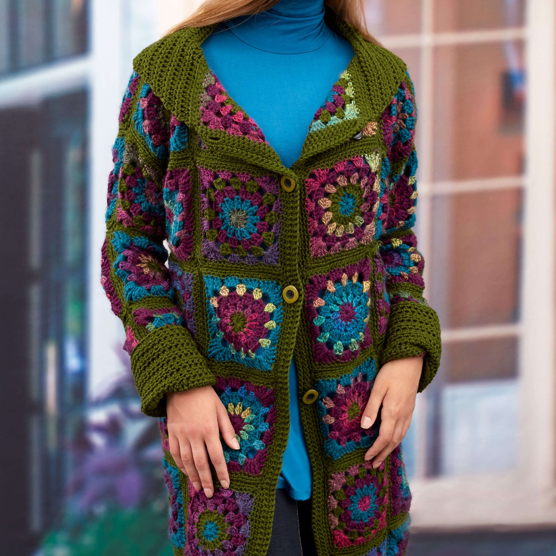 Free Red Heart Granny Square Jacket Pattern