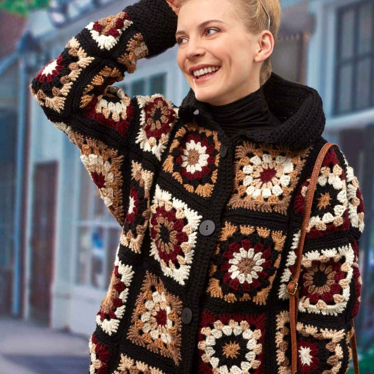 Crochet Coatigan made in Red Heart Super Saver Yarn