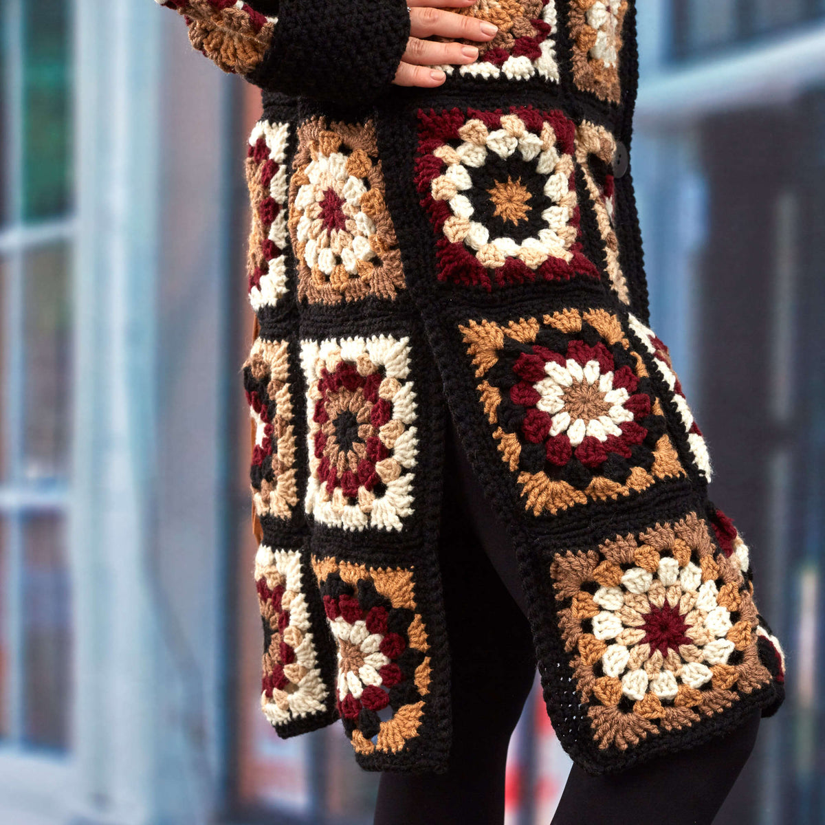 Crochet Coatigan made in Red Heart Super Saver Yarn