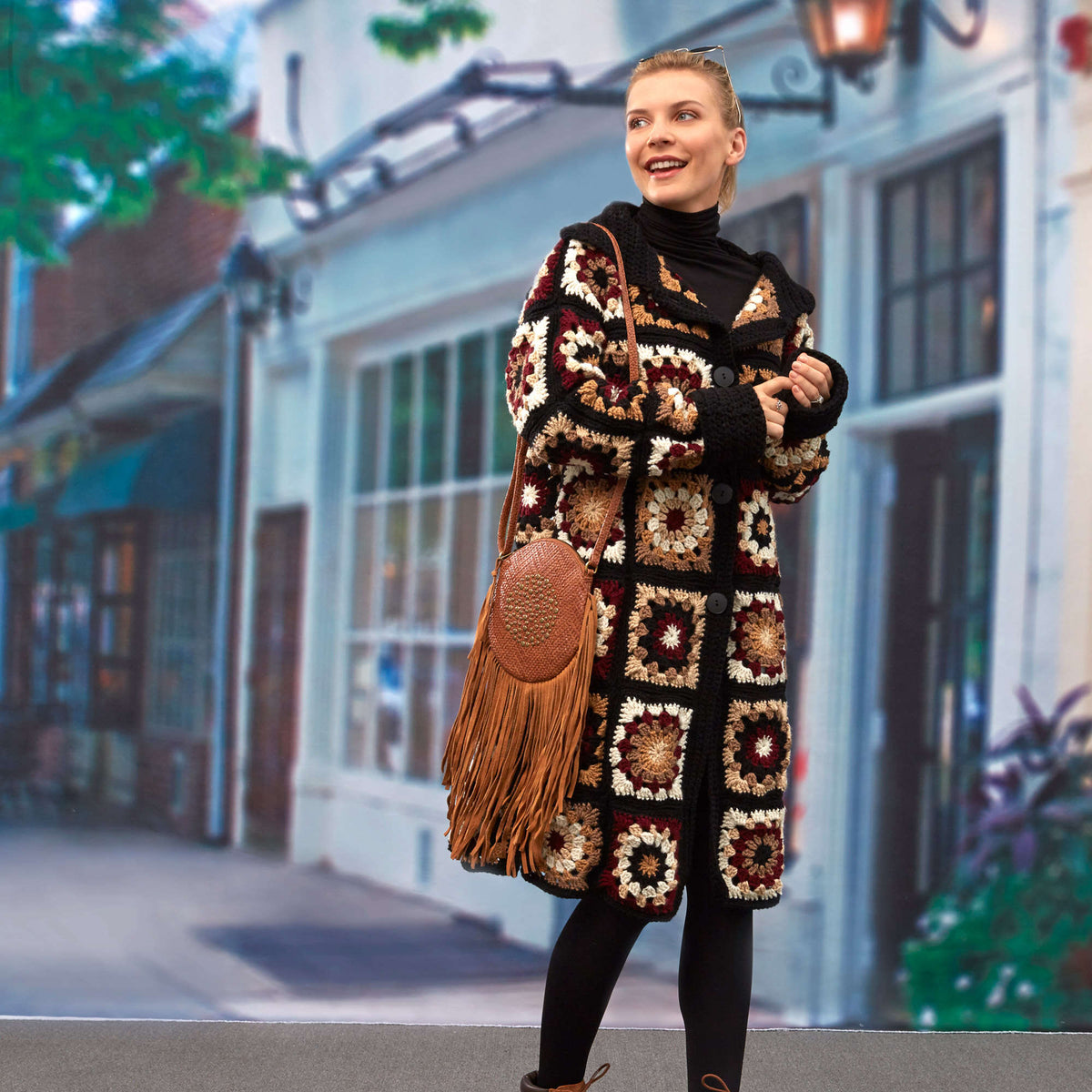 Crochet Coatigan made in Red Heart Super Saver Yarn