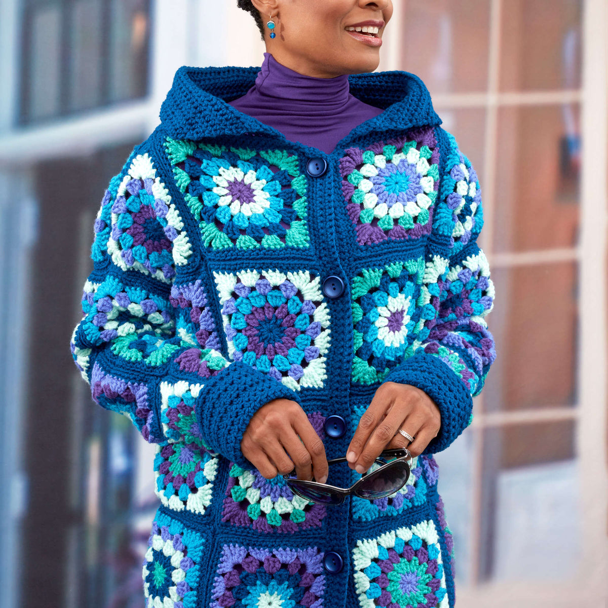 Crochet Coatigan made in Red Heart With Love Yarn