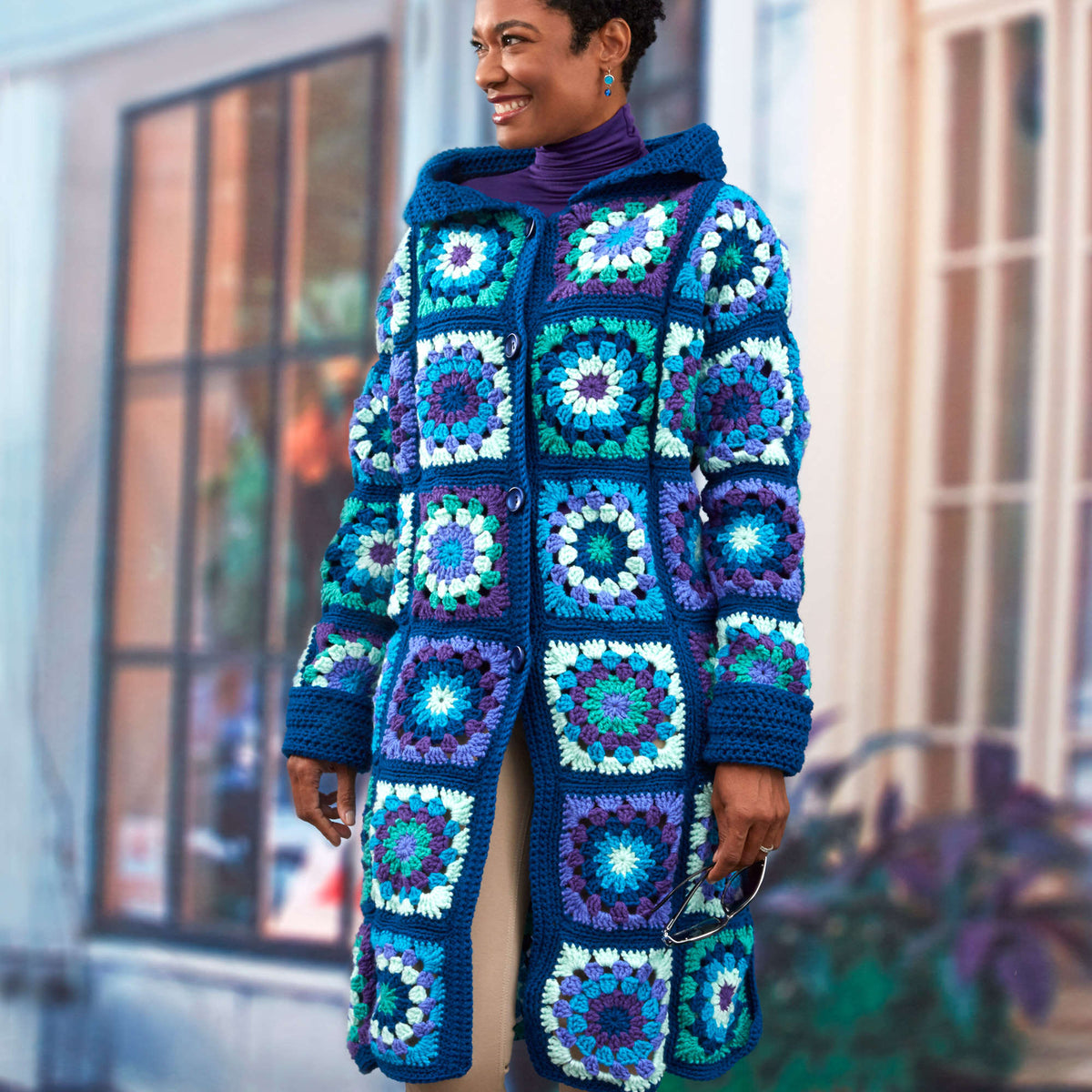 Crochet Coatigan made in Red Heart With Love Yarn