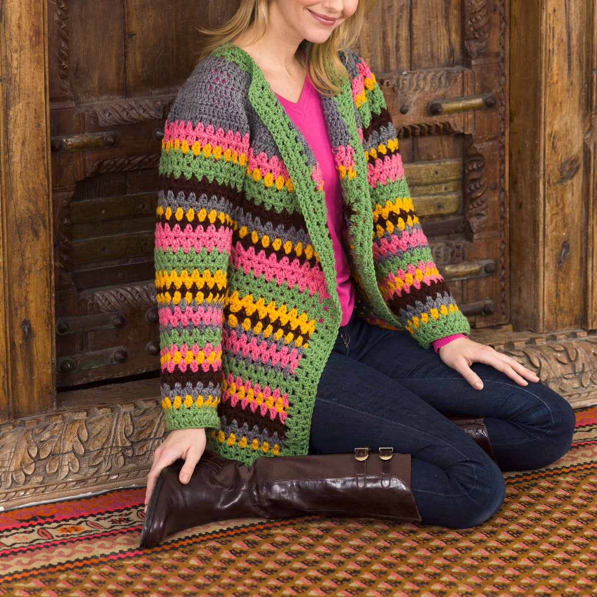 Crochet Jacket made in Red Heart Super Saver Yarn