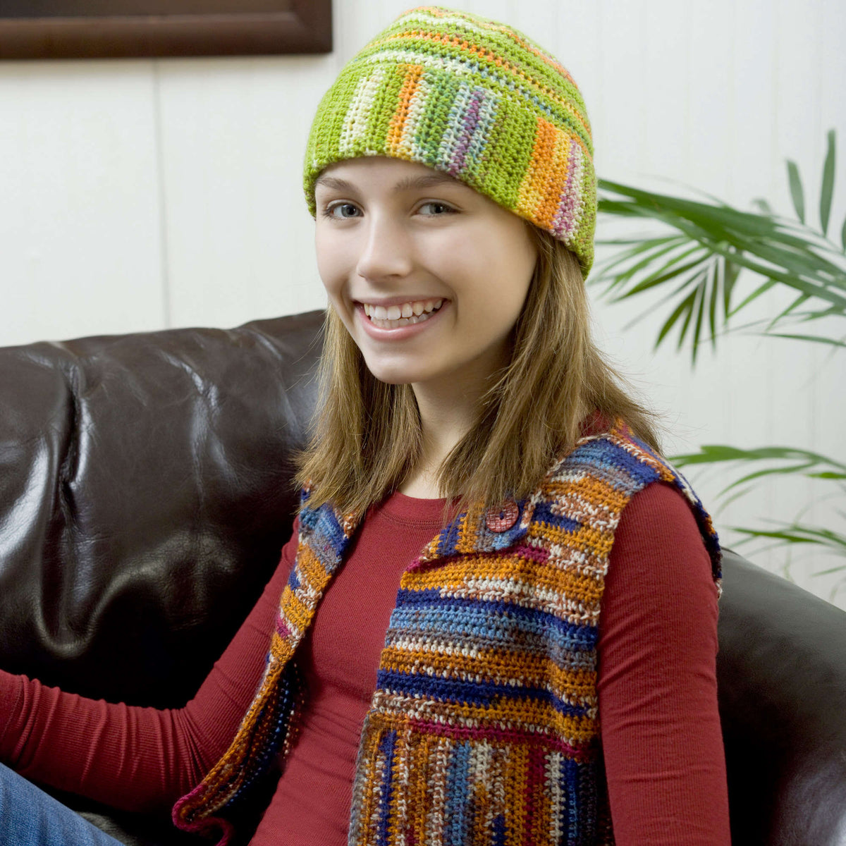 Crochet Hat made in Red Heart Heart & Sole Yarn