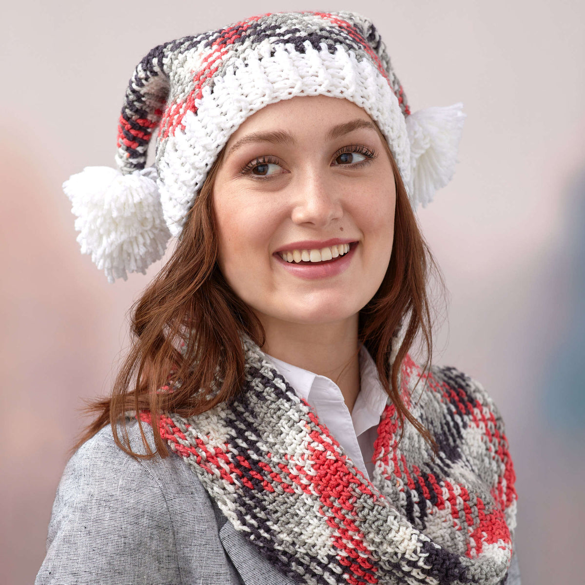 Crochet Hat & Cowl made in Red Heart Super Saver Pooling Yarn