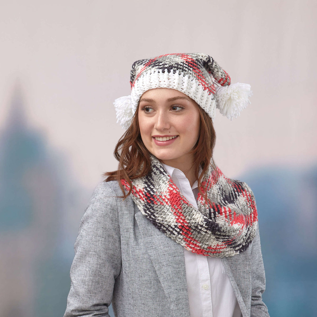 Crochet Hat & Cowl made in Red Heart Super Saver Pooling Yarn