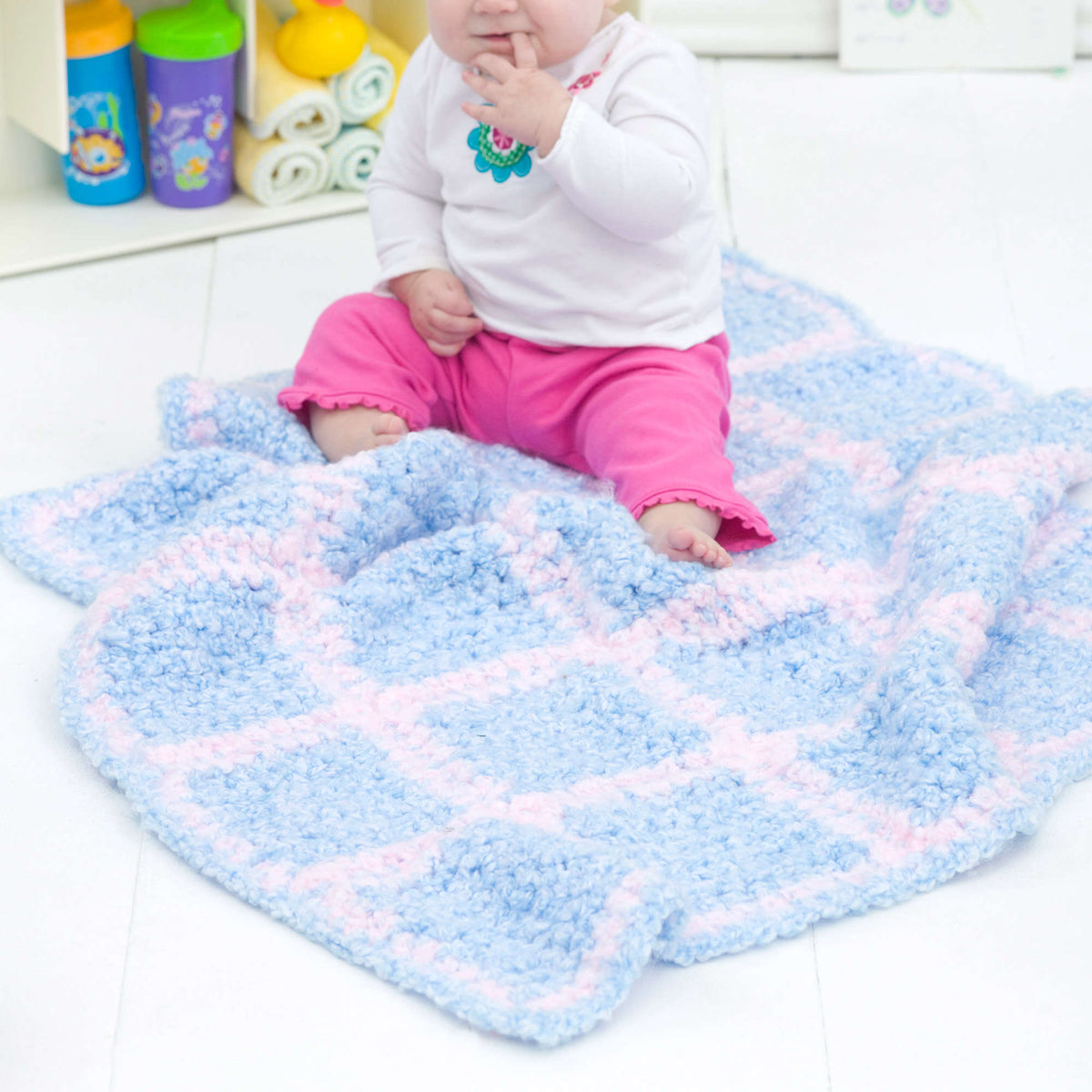 Crochet Blanket made in Red Heart Baby Clouds Yarn