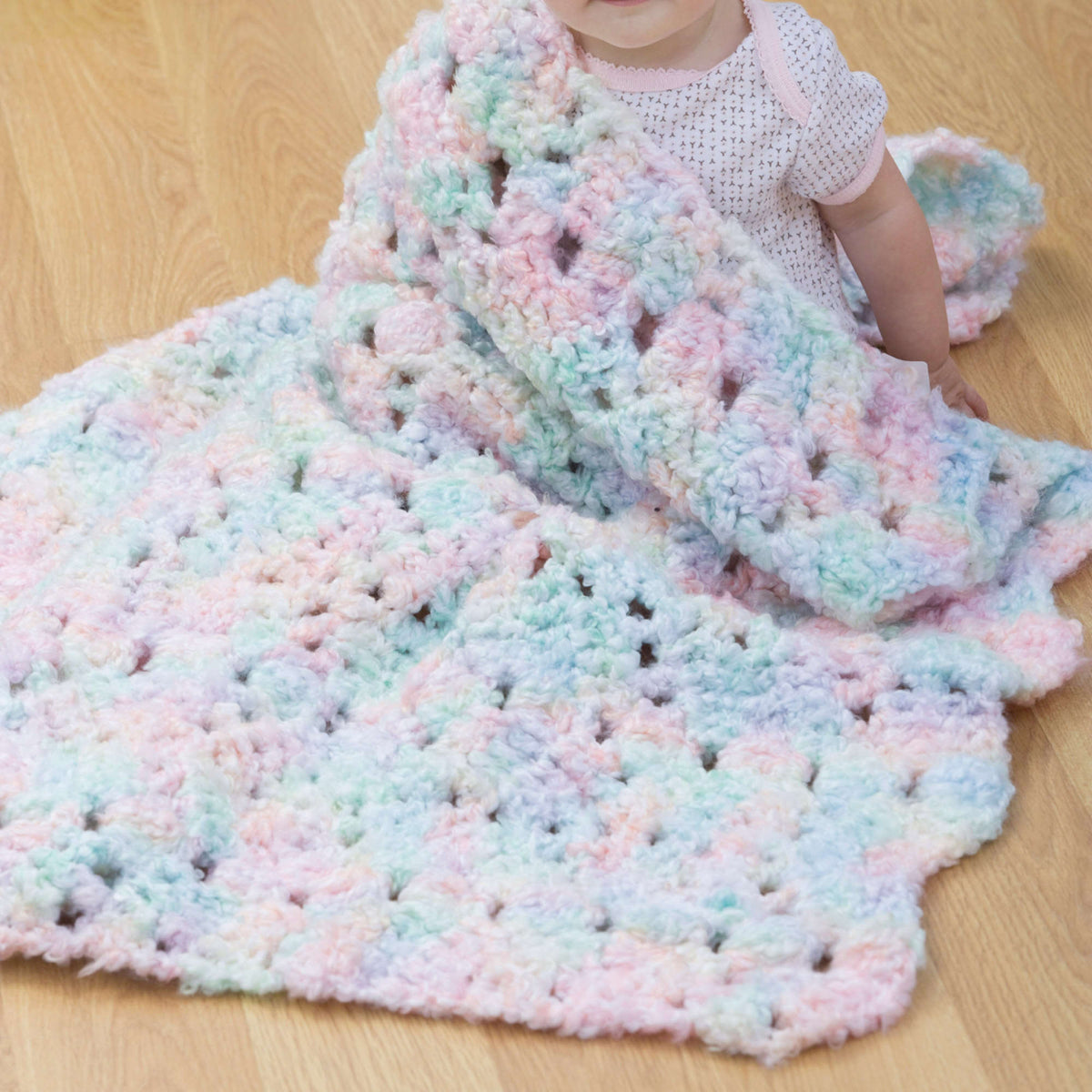 Crochet Blanket made in Red Heart Baby Clouds Yarn