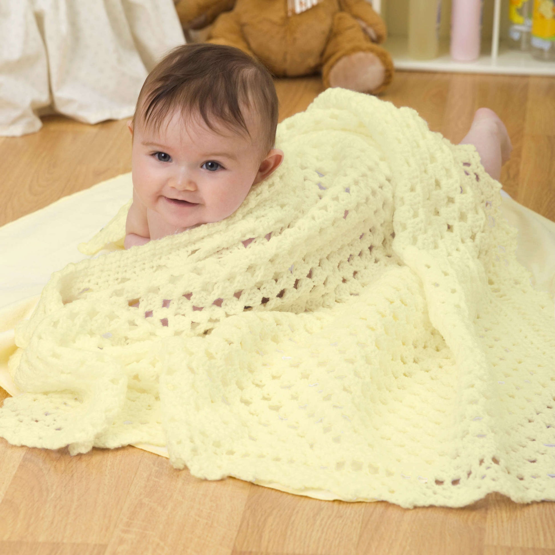 Free Red Heart Sunshine Crochet Baby Blanket Pattern