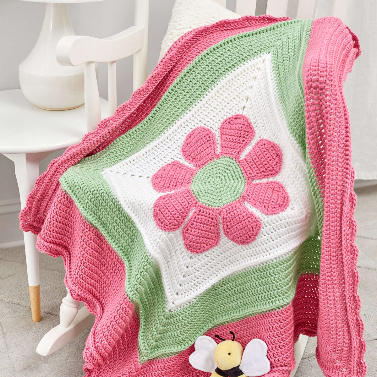 Crochet Blanket made in Red Heart Soft Baby Steps Yarn