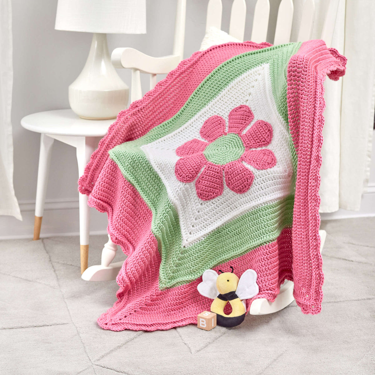 Crochet Blanket made in Red Heart Soft Baby Steps Yarn