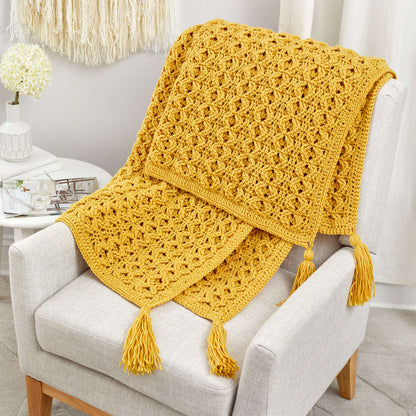Red Heart Crochet Golden Waves Throw Crochet Throw made in Red Heart Classic Yarn