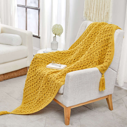 Red Heart Golden Waves Throw Crochet Throw made in Red Heart Classic Yarn
