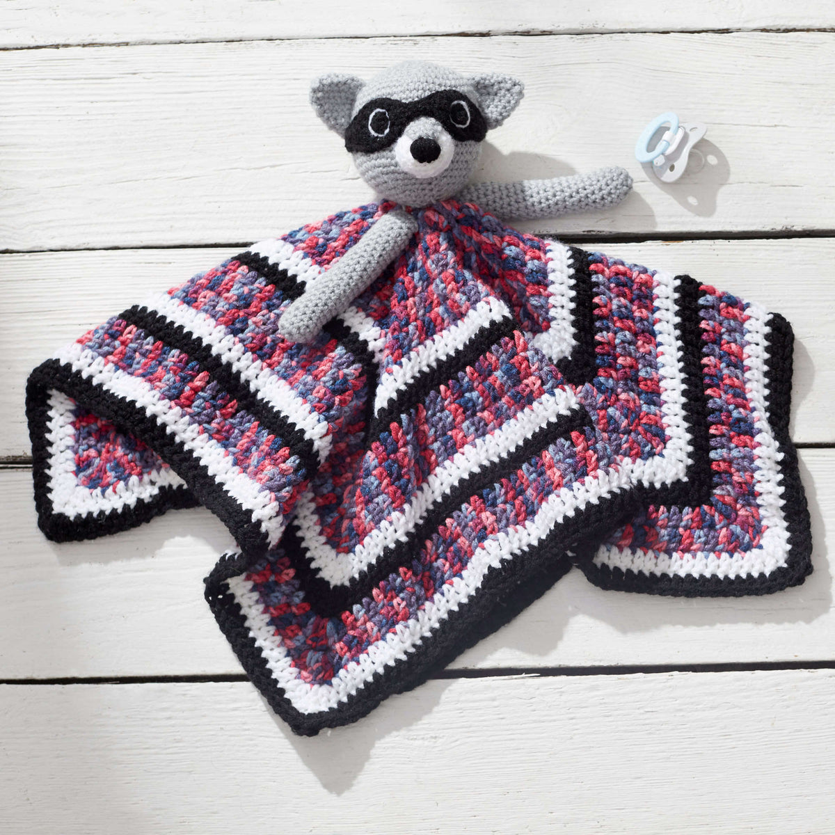 Crochet RaccoonLovey made in Red Heart Baby Hugs Medium Yarn