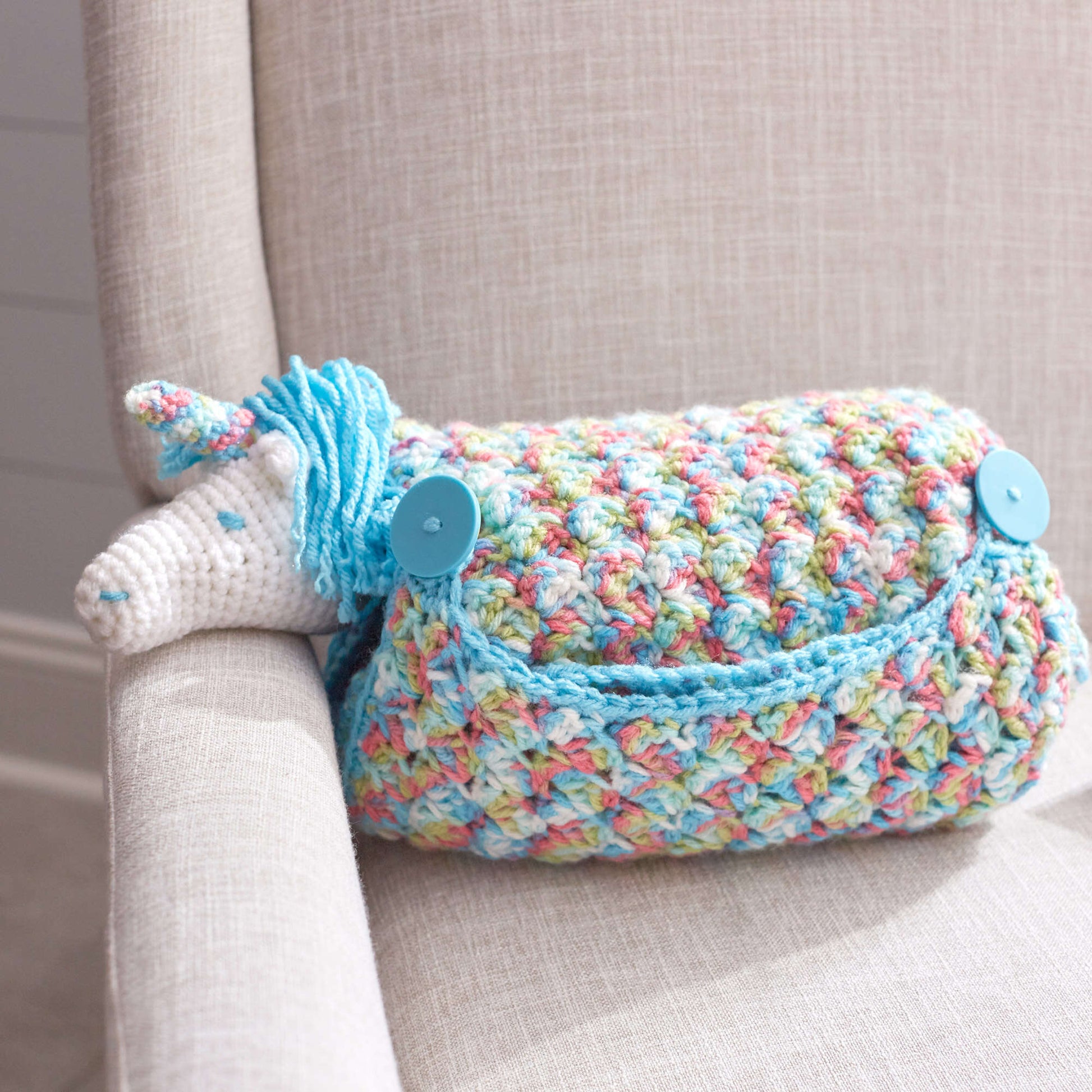 Free Red Heart Unicorn Crochet Baby Blanket Pattern