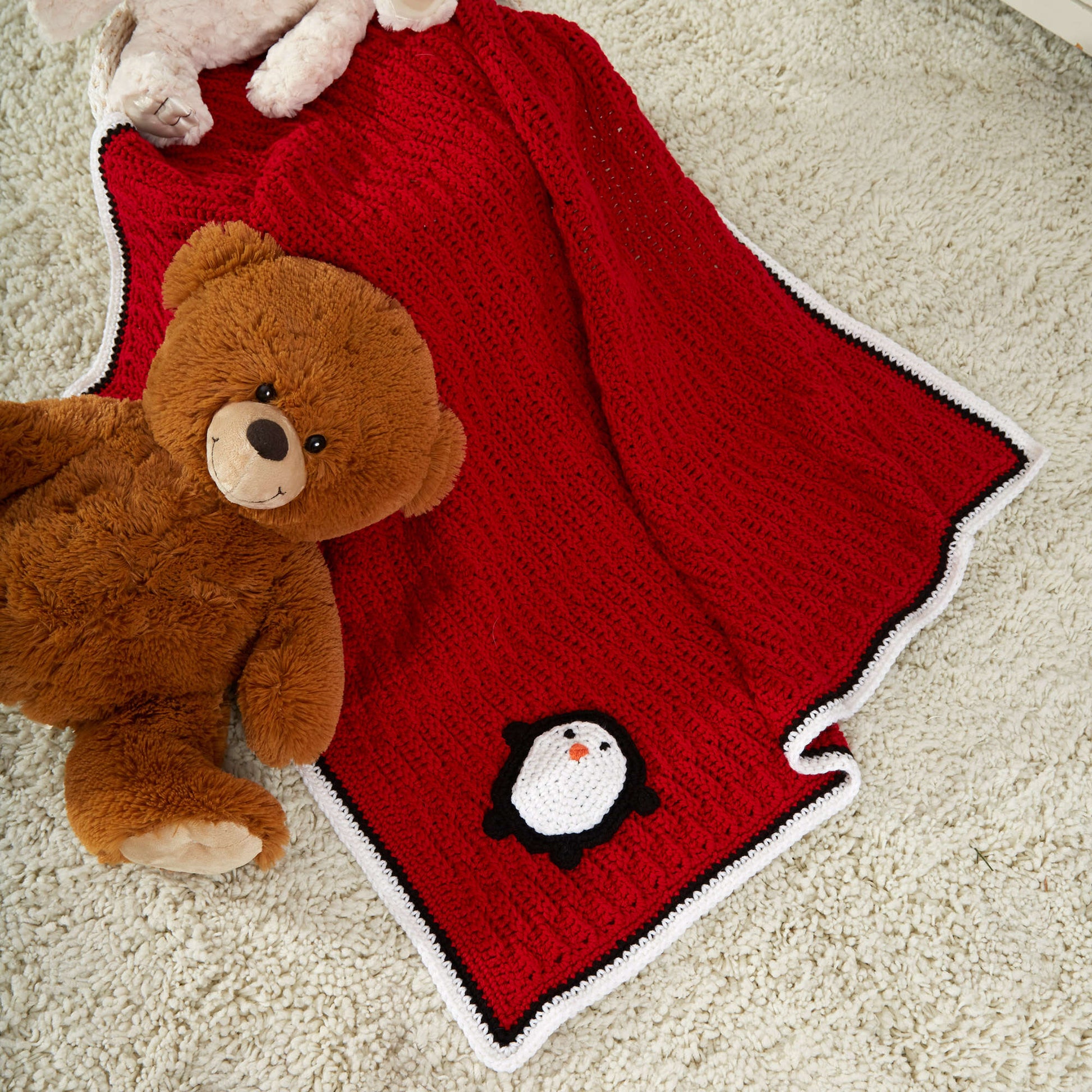 Free Red Heart Playful Penguin Crochet Blanket Pattern