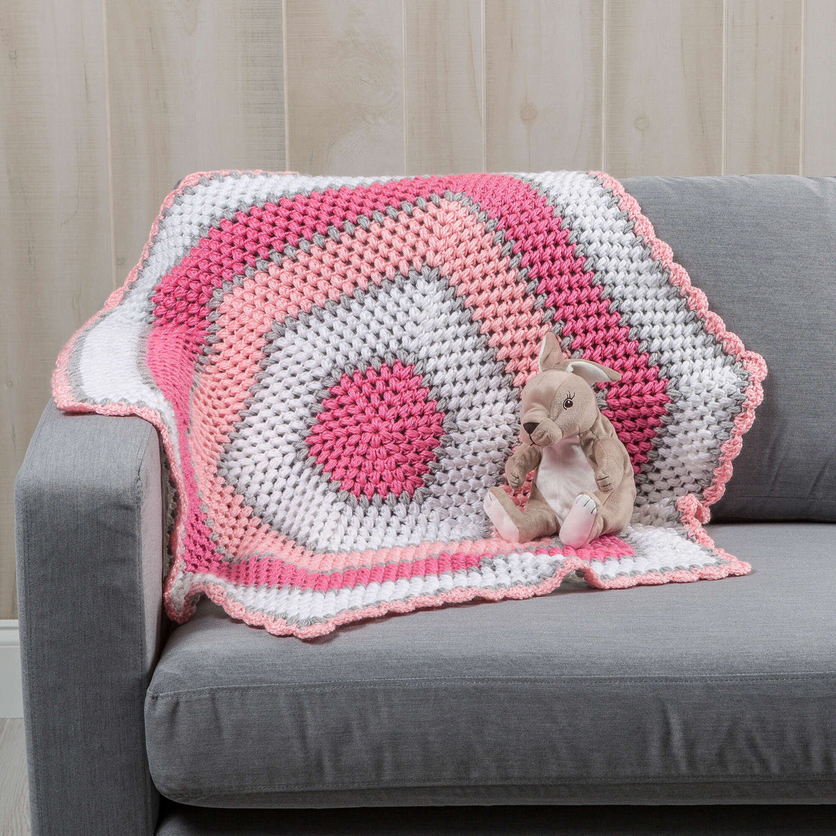 Crochet Blanket made in Red Heart Soft Baby Steps Yarn