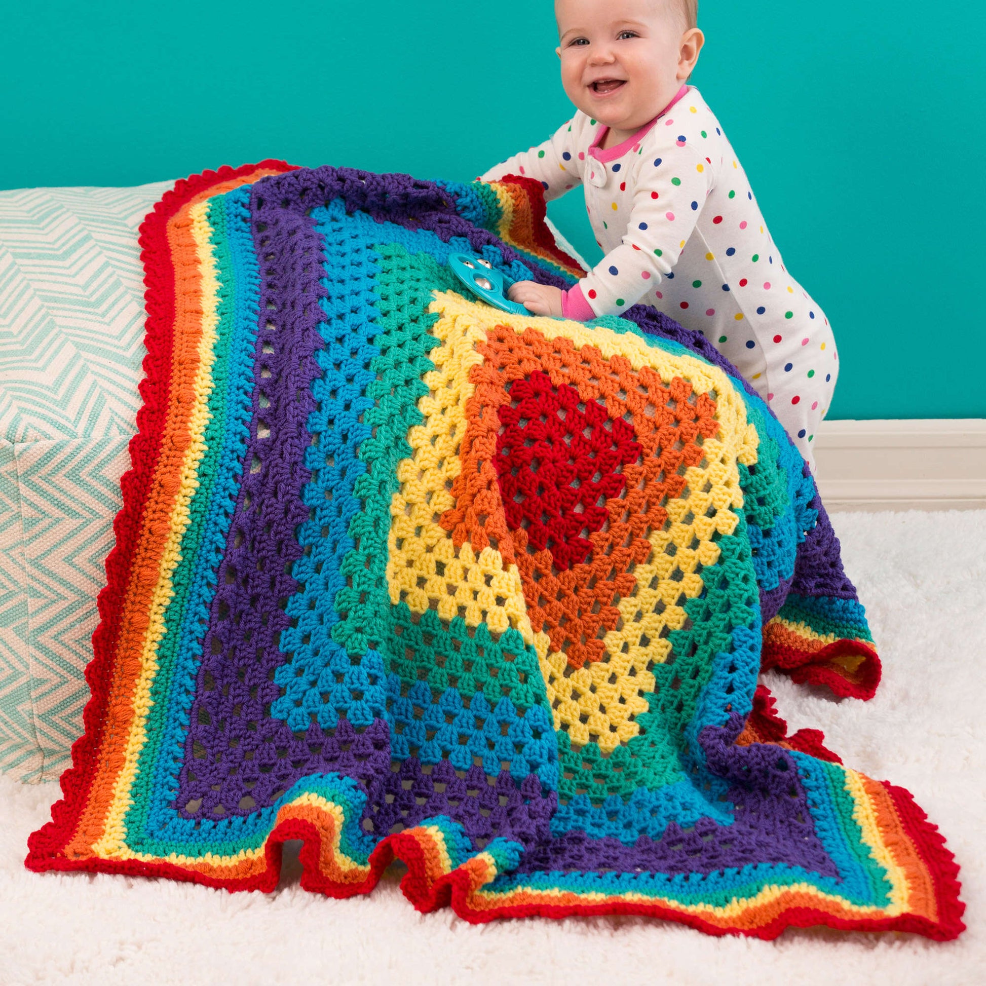 Free Red Heart Radiant Rainbow Crochet Blanket Pattern