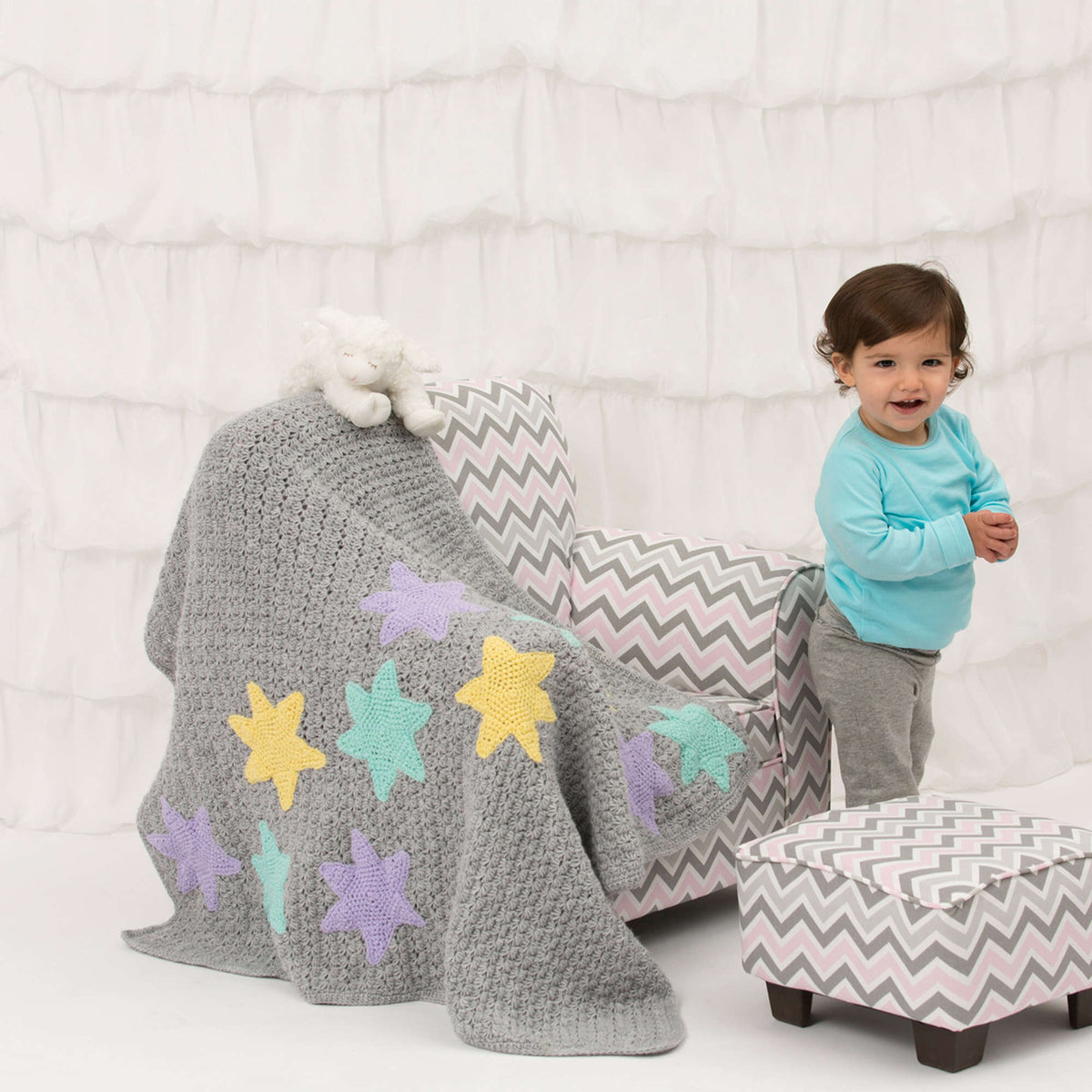 Crochet Blanket made in Red Heart Anne Geddes Baby Yarn