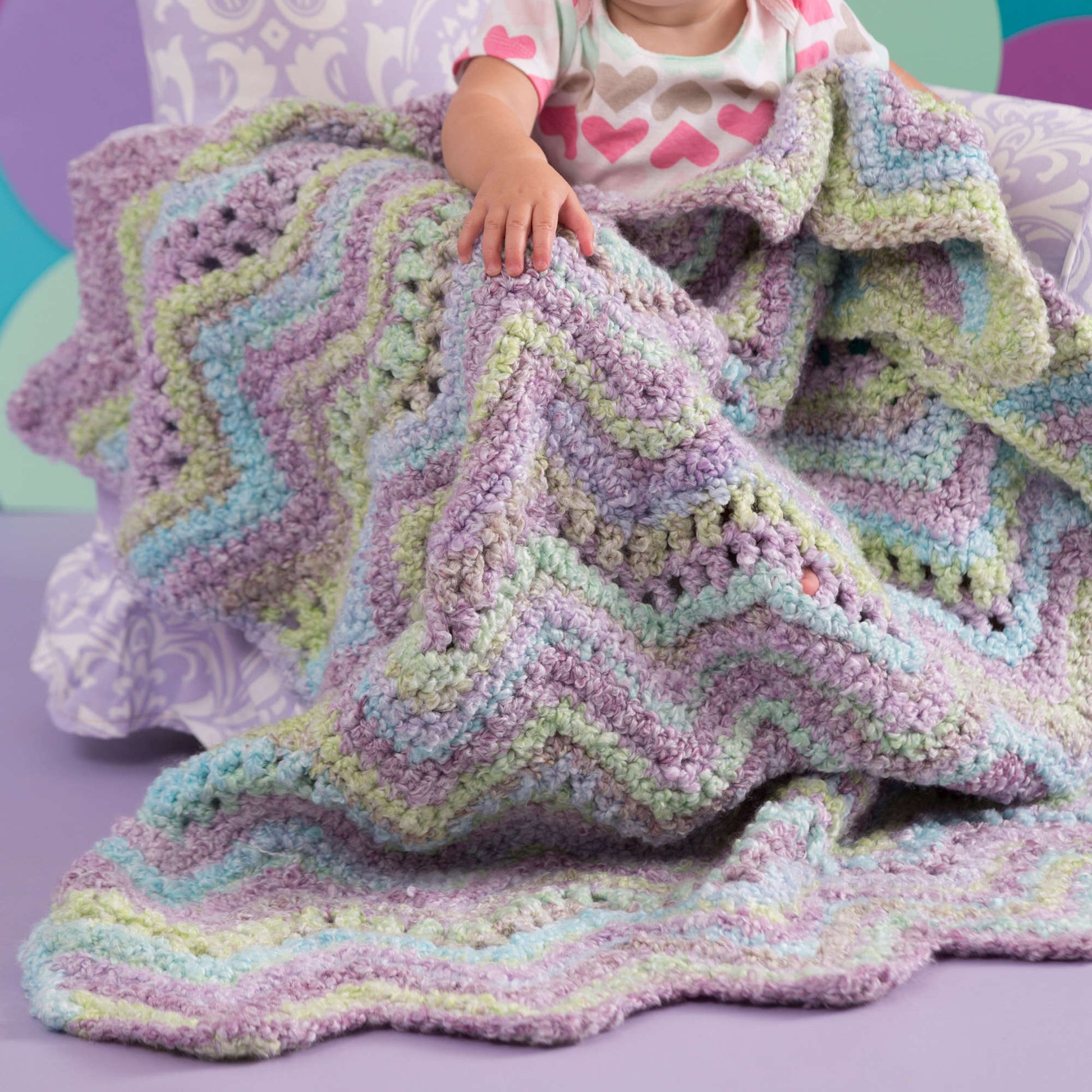Free Red Heart Ripple Crochet Baby Blanket Pattern