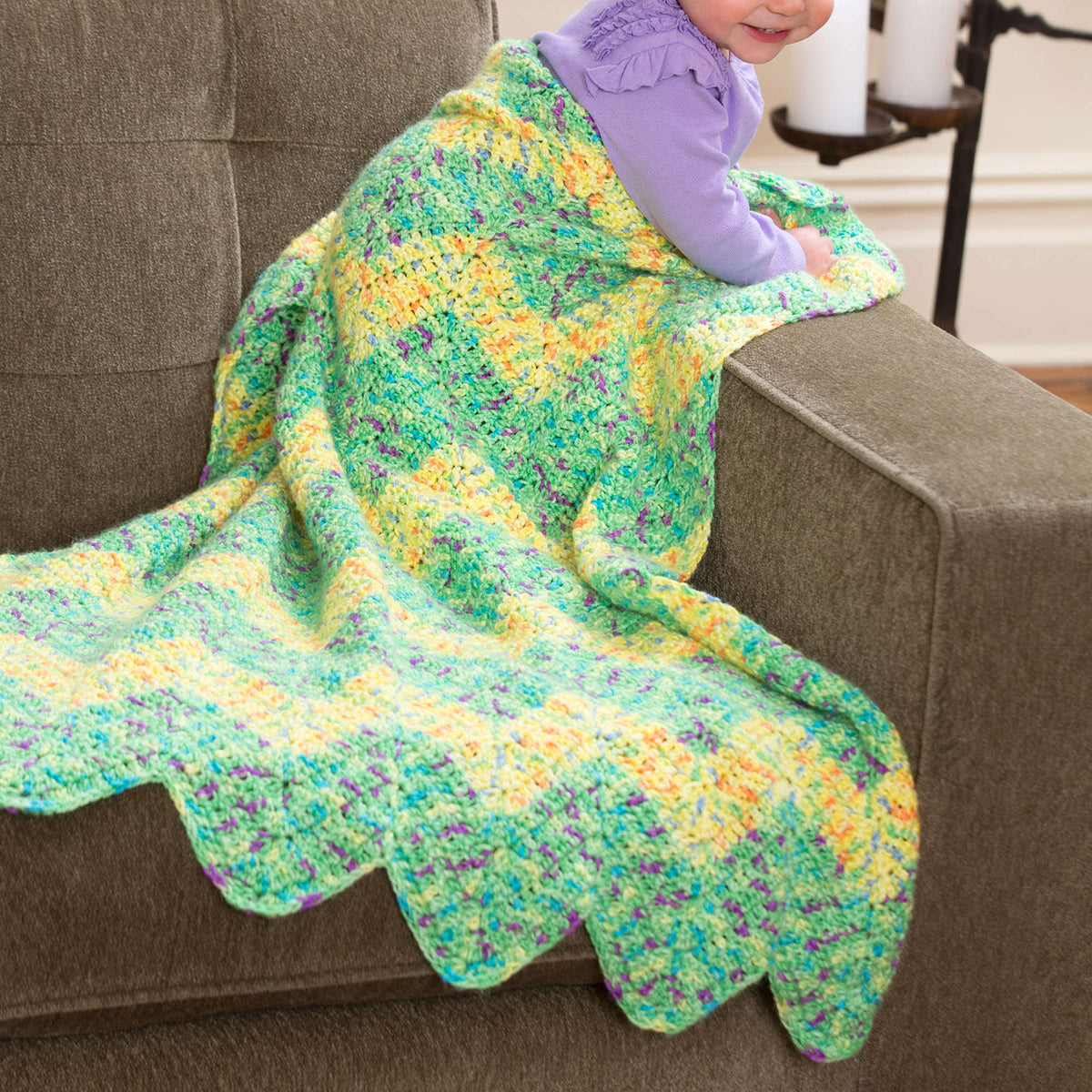 Crochet Blanket made in Red Heart Gumdrop Yarn