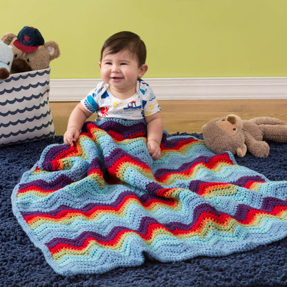 Red Heart Zig-Zag Crochet Baby Blanket Crochet Blanket made in Red Heart With Love Yarn