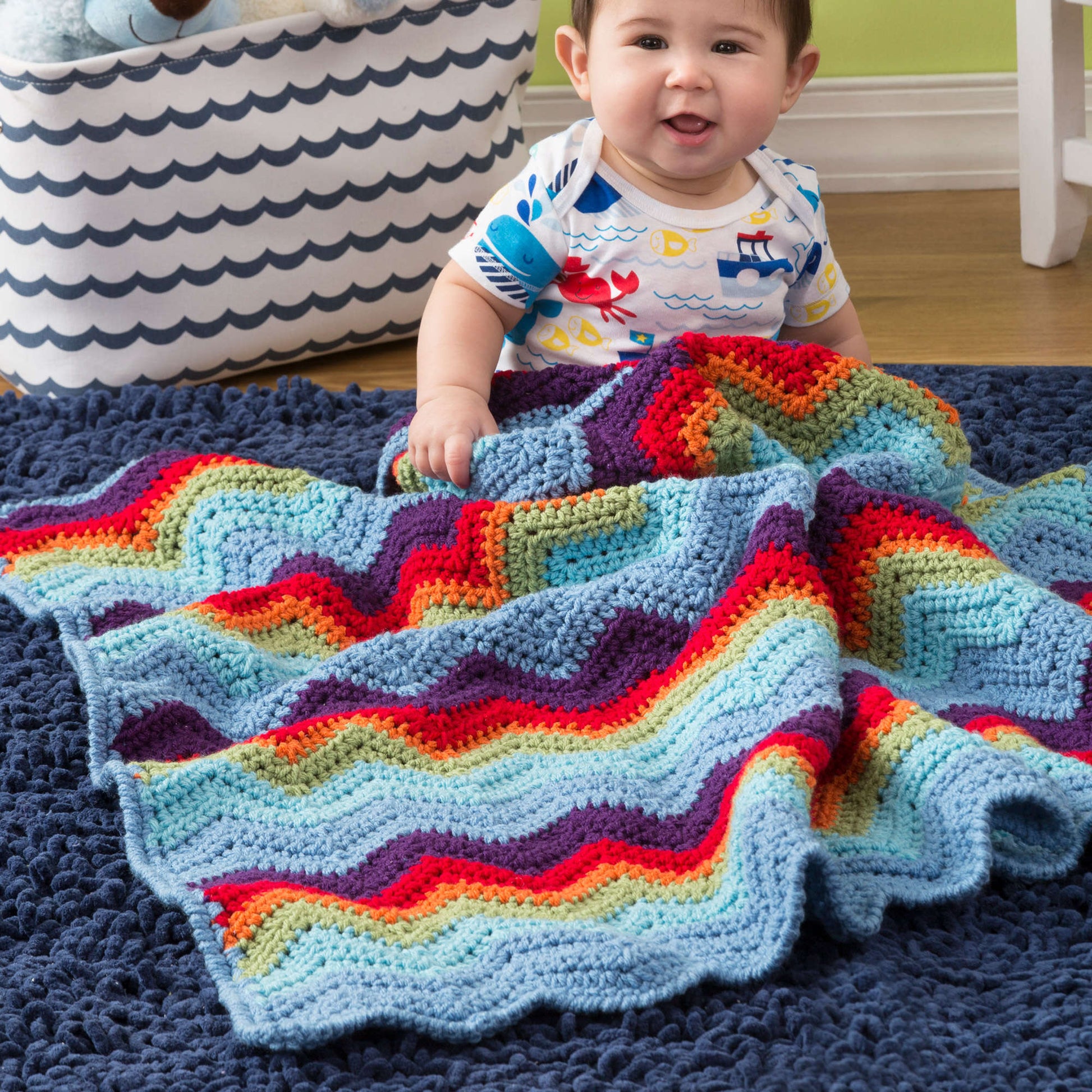 Free Red Heart Zig-Zag Crochet Baby Blanket Pattern