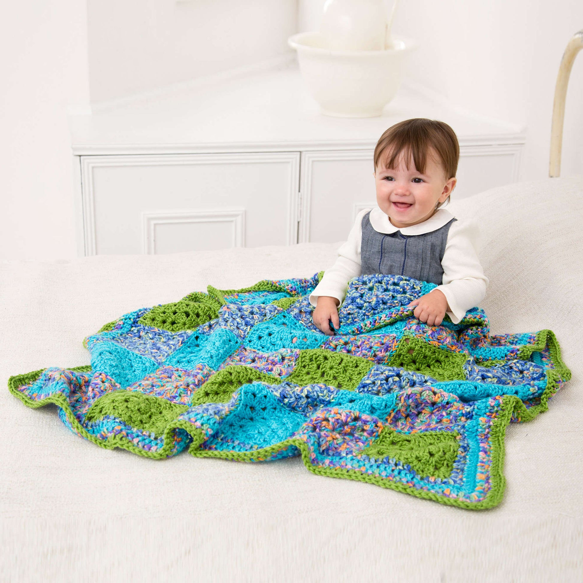 Free Red Heart Many Squares Crochet Baby Blanket Pattern