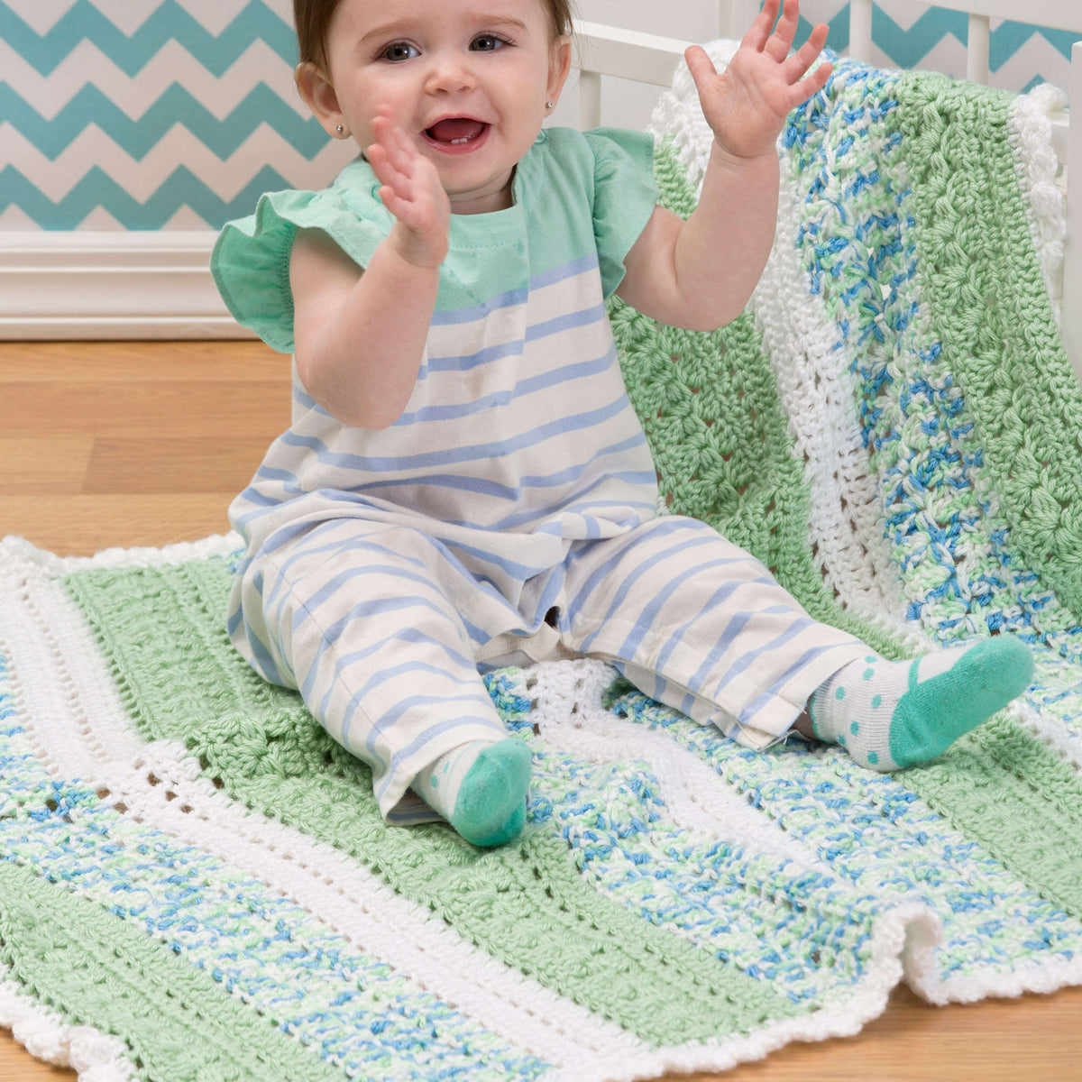 Crochet Blanket made in Red Heart Soft Baby Steps Yarn